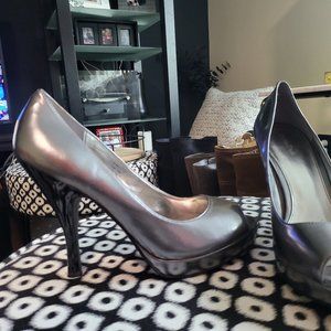 Calvin Klein Silver Peep Toe Heels